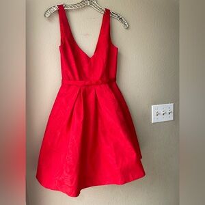 ABS Allen Schwartz Red Floral Jacquard Fit-and-Flare Dress